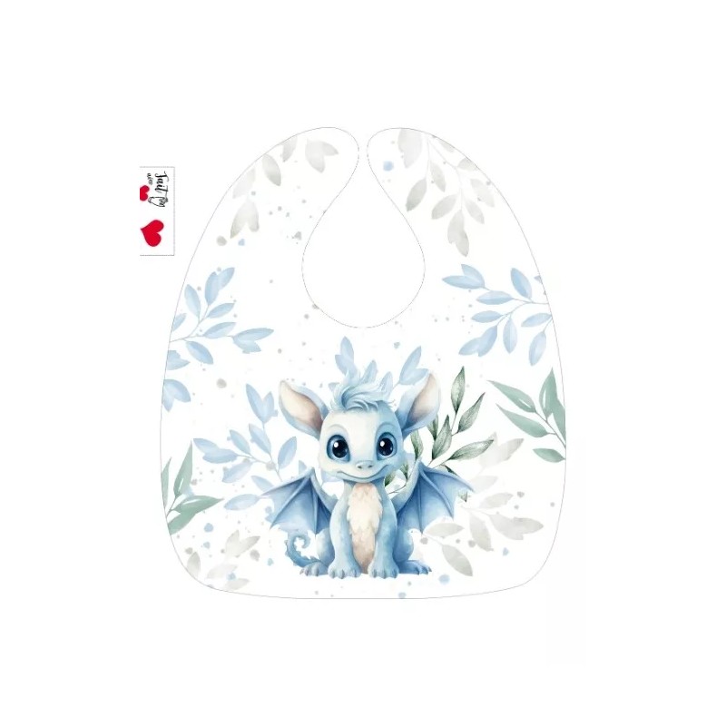 Coupon Bavoir Dragon Bleu & Vert – Bébé 3-12 mois – Coton Oeko-Tex® à coudre soi-même