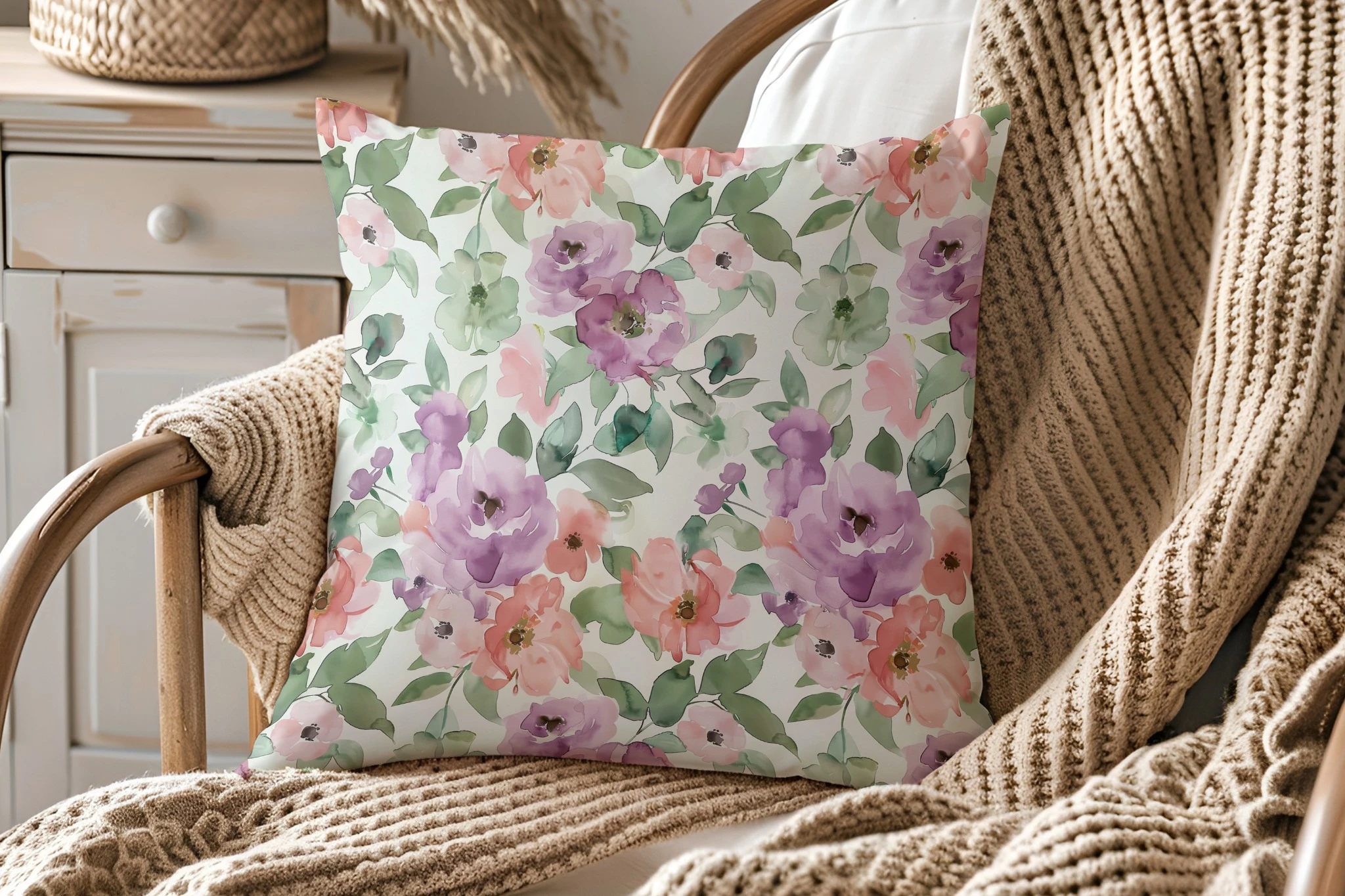 Coussin motif floral